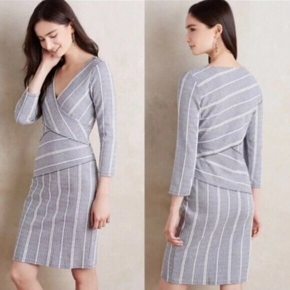 Maeve Dresses & Skirts - MAEVE ANTHROPOLOGIE WRAPPED STRIPED COLUMN DRESS